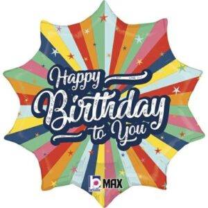 Balão Foil 18" Happy Birthday Explosão de Cores