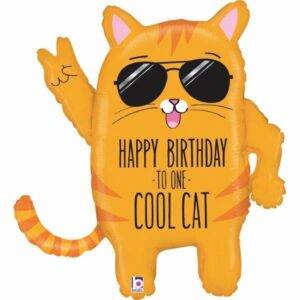 Balão Foil 33" Happy Birthday Cool Cat