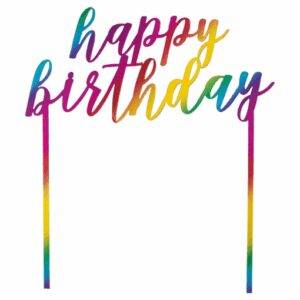 TOPO DE BOLO 'HAPPY BIRTHDAY' RAINBOW METALLIC