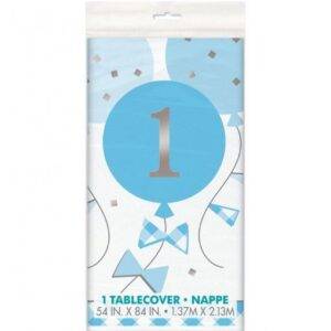 TOALHA DE MESA 1,37 X 2,74 BLUE GINGHAM 1ST BIRTHDAY