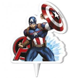 VELA DE ANIVERSÁRIO 2D 7,5 CM CAPITÃO AMÉRICA - AVENGERS