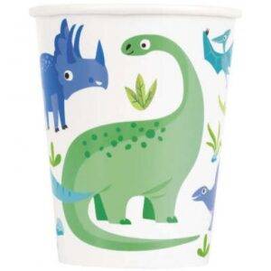8 COPOS 267 ML BLUE & GREEN DINOSAUR (DINOSSAUROS)