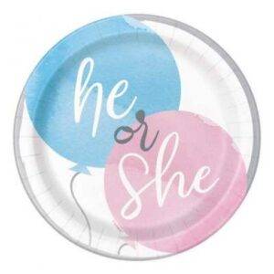 8 PRATOS 18 CM GENDER REVEAL PARTY