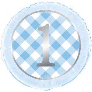 BALÃO FOIL 18'' GINGHAM 1ST BIRTHDAY