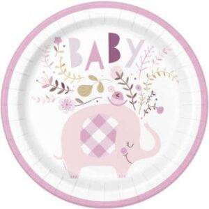 8 PRATOS 23 CM PINK FLORAL ELEPHANT