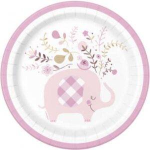 8 PRATOS 18 CM PINK FLORAL ELEPHANT