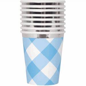 8 COPOS 267 ML BLUE GINGHAM 1ST BIRTHDAY FOIL