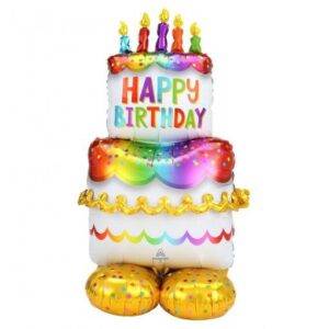 BALÃO FOIL AIRLOONZ 27'/68 CM X 53'/134 CM BIRTHDAY CAKE
