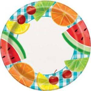 8 PRATOS 23 CM FRUTAS PICNIC