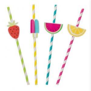 10 PALHINHAS DE PAPEL RISCA COM FRUTAS