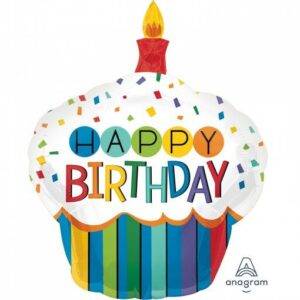 BALÃO FOIL SUPERSHAPE BIRTHDAY ARCO-ÍRIS