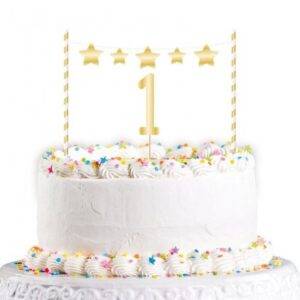 TOPO DE BOLO 1º ANIVERSÁRIO DOURADO