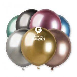 25 BALÕES LATEX 19'' COR SORTIDO SHINY/CROMADO - GB150