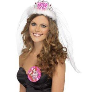 Tiara Com Véu "Bride to Be" - Despedida de solteira
