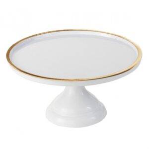 CAKE STAND MELANINA 30X20 CM BRANCO & DOURADO