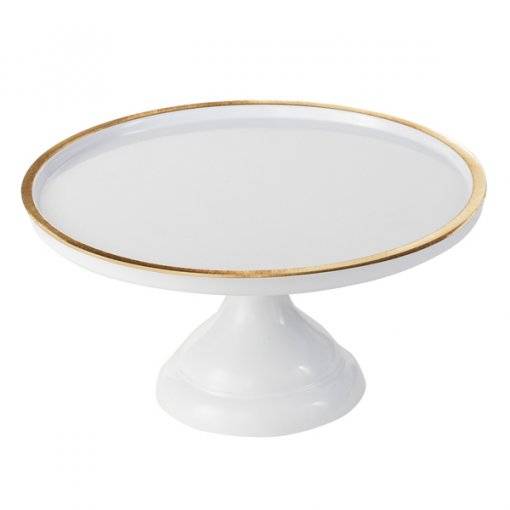 CAKE STAND MELANINA 30X20 CM BRANCO & DOURADO