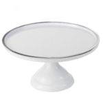 CAKE STAND MELANINA 30X20 CM BRANCO & PRATEADO