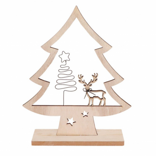 Árvore de natal de madeira com Rena 
