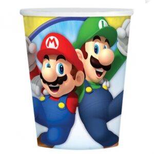 Copos 100% de Papel para festa do tema Super Mário