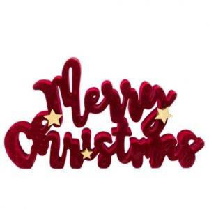 DECORAÇÃO 32.5X18X2 CM 'MERRY CHRISTMAS' VELUDO