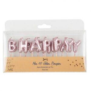 VELAS DE ANIVERSÁRIO 2,5 CM HAPPY BIRTHDAY ROSE GOLD