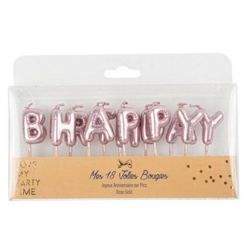 VELAS DE ANIVERSÁRIO 2,5 CM HAPPY BIRTHDAY ROSE GOLD