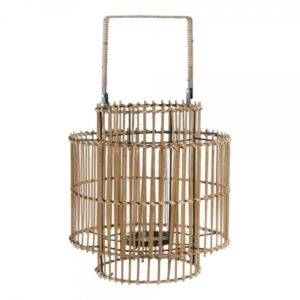 Porta velas DKD Home decor de metal e bambú