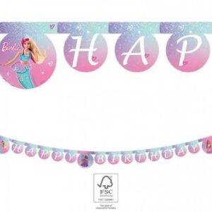 Grinalda de papel 'Happy Birthday' Barbie Fantasy