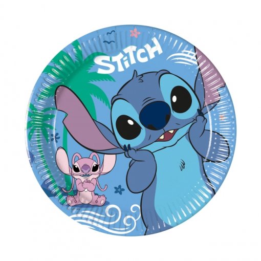 8 Pratos 20 cm Stitch & Angel